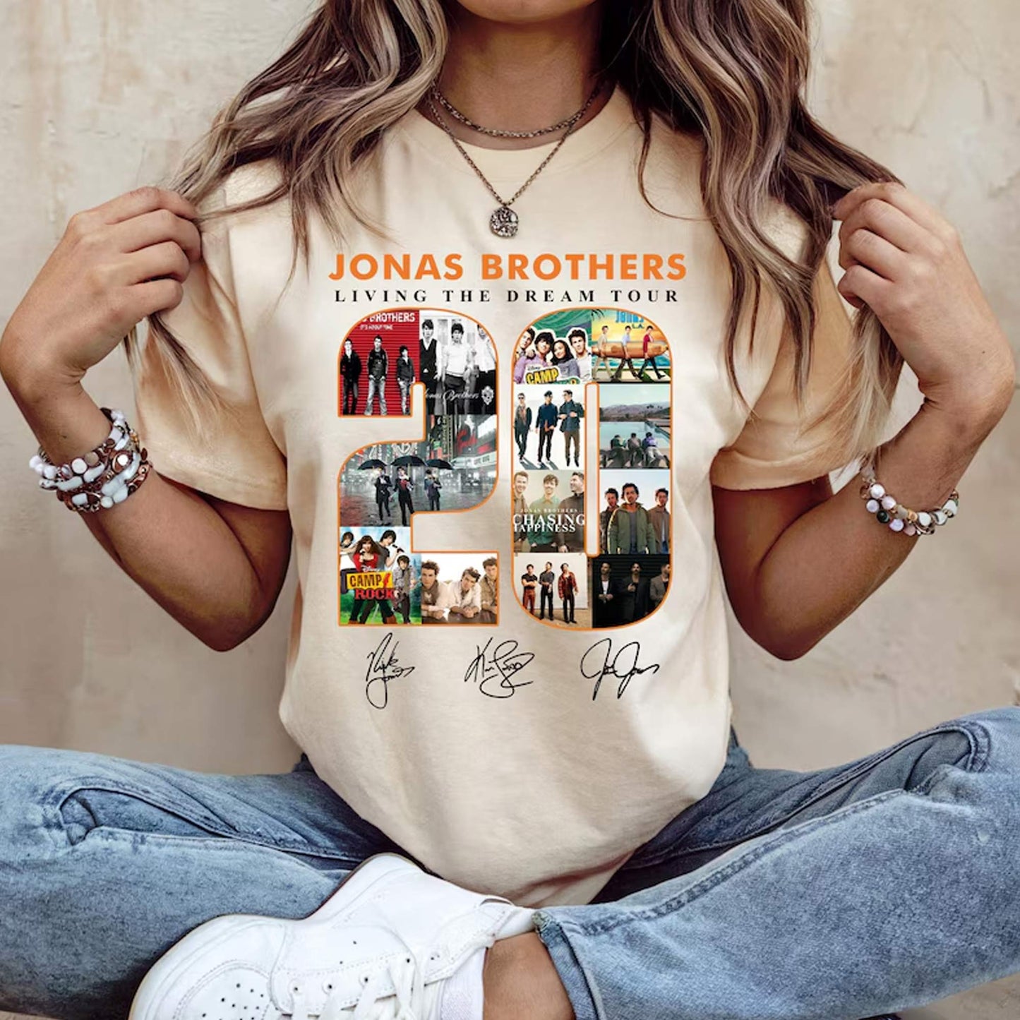 Unisex 20th Anniversary Of Jonas Sweatshirt, Living The Dream Tour 2025 Tee
