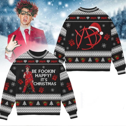 Yungblud Be Fookin Happy 2025 Ugly Christmas Sweater