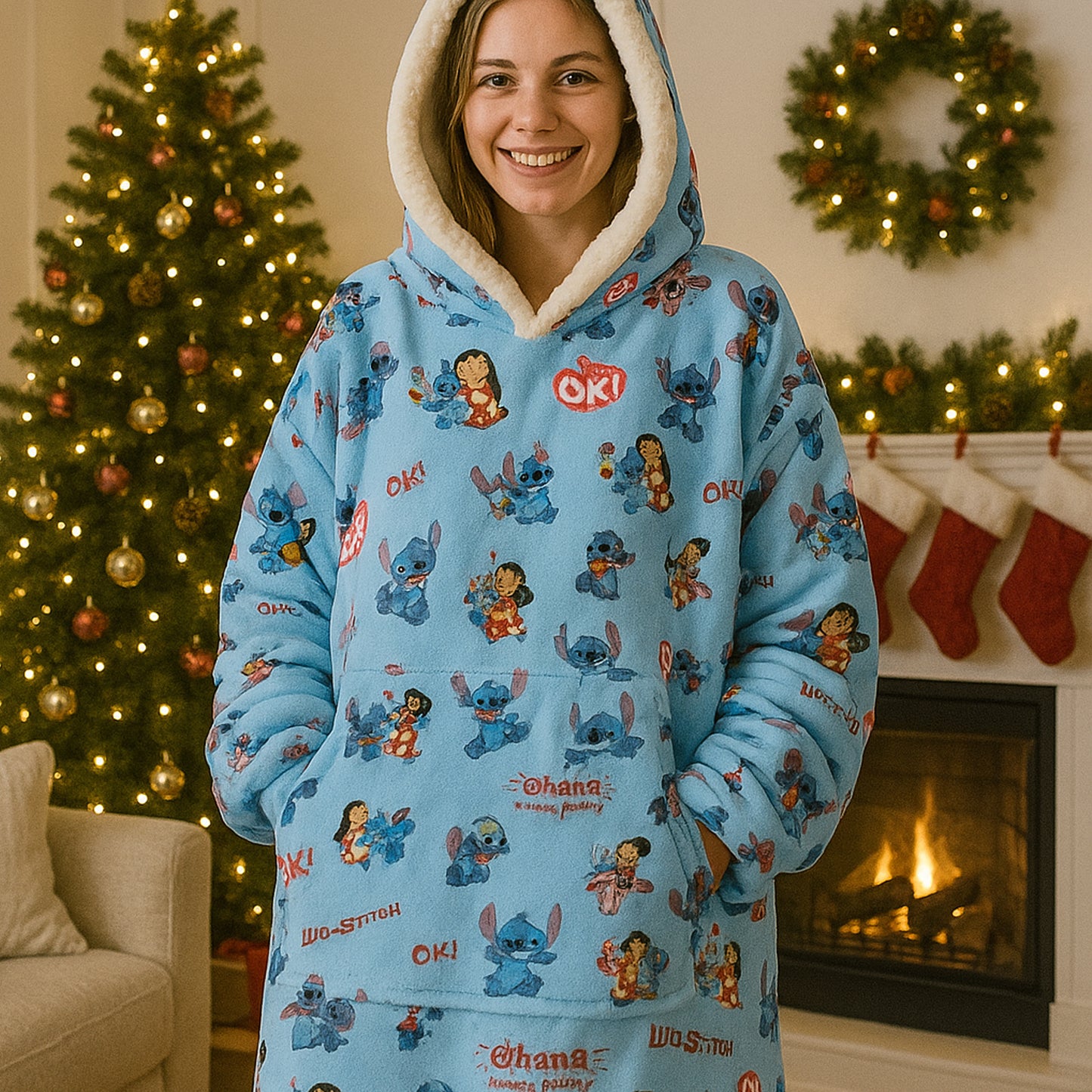 Buttonlab™ Ohana Means Family Oversized Hoodie Blanket