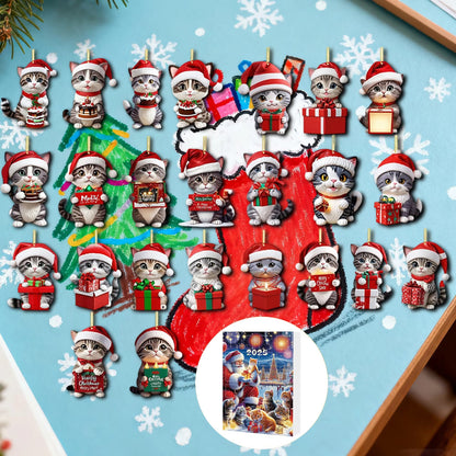 Cute Cat Christmas Countdown Calendar for Children with 24 Days