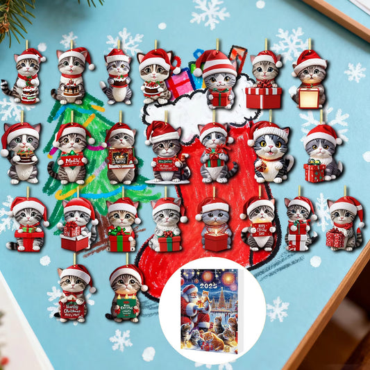 Cute Cat Christmas Countdown Calendar for Children with 24 Days