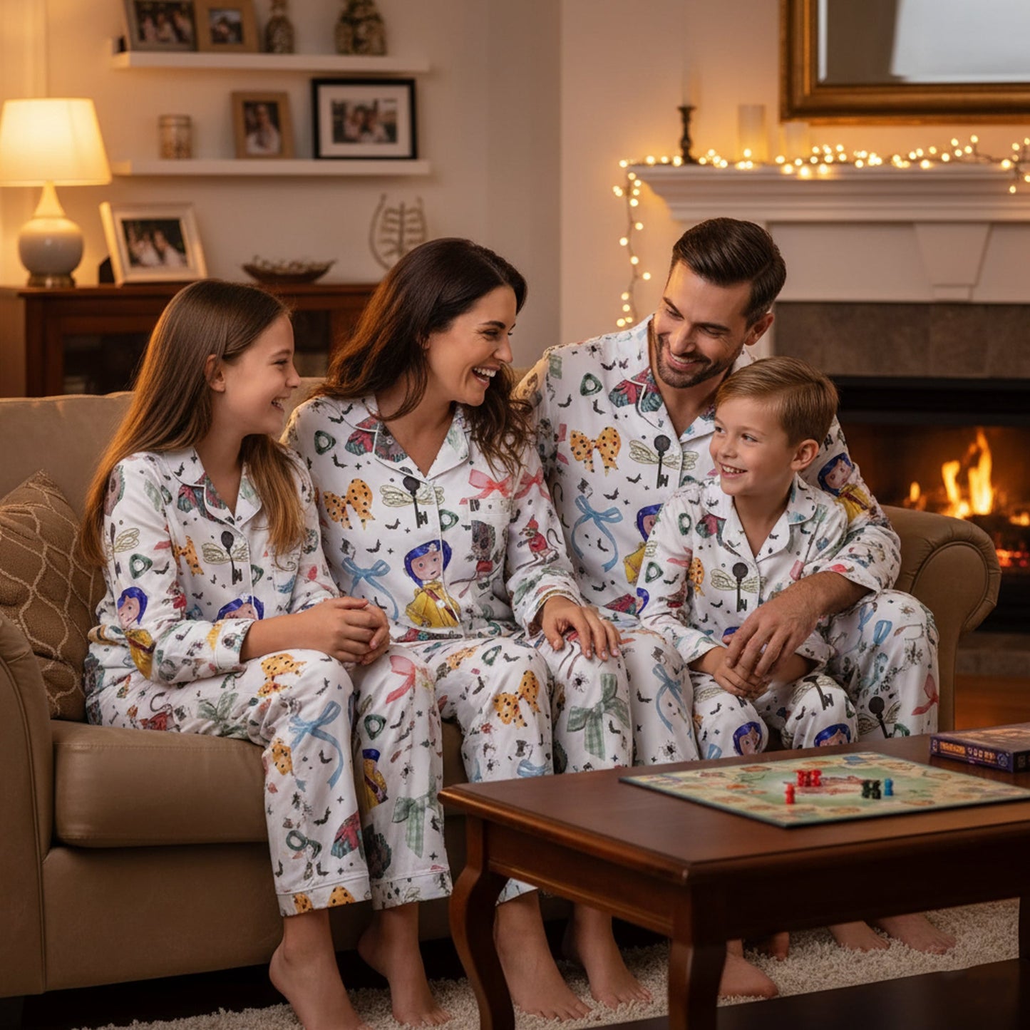 Buttonlab™ Cozy Spooky Coraline Satin Pajamas Set For Family