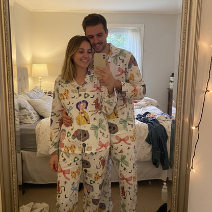 Buttonlab™ Cozy Spooky Coraline Satin Pajamas Set For Family