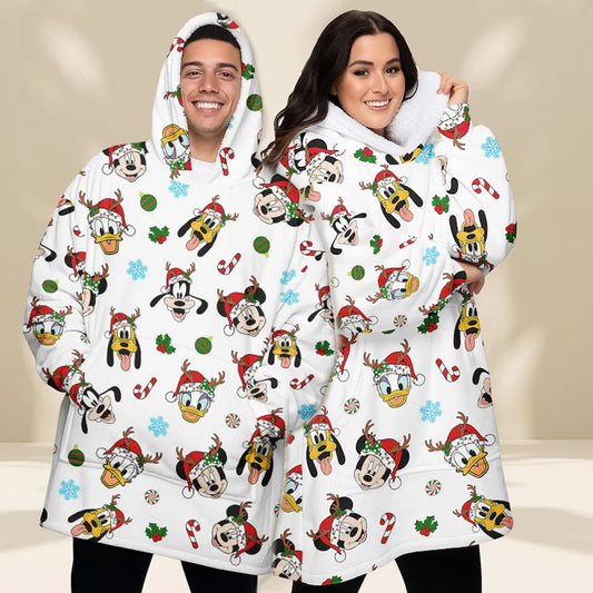 Buttonlab™ Christmas Mickey and Friends Oversized Hoodie Blanket