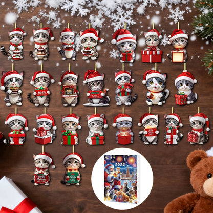 Cute Cat Christmas Countdown Calendar for Children with 24 Days