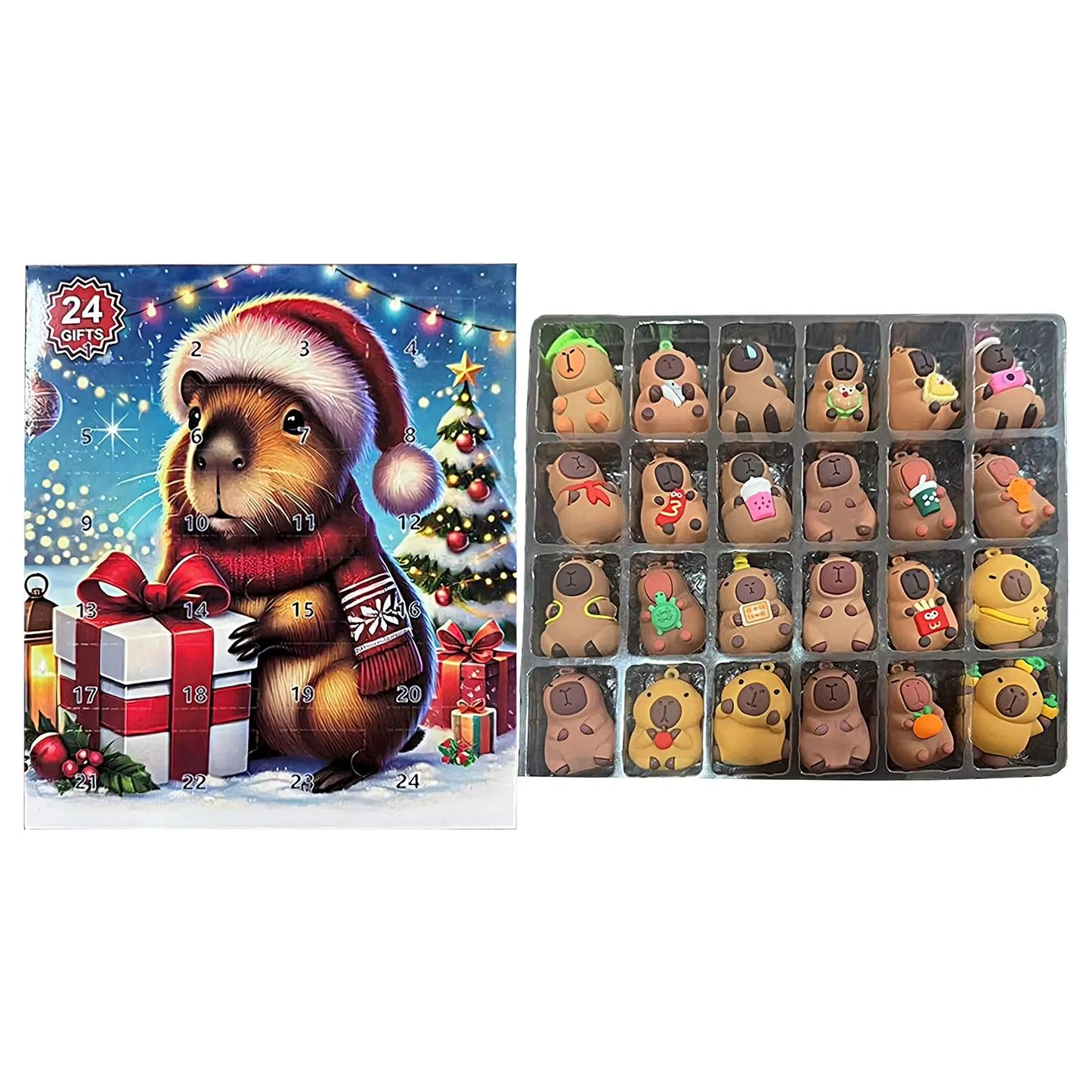 Christmas Advent Toy 2025 Capybara Miniature Doll Countdown Calendar