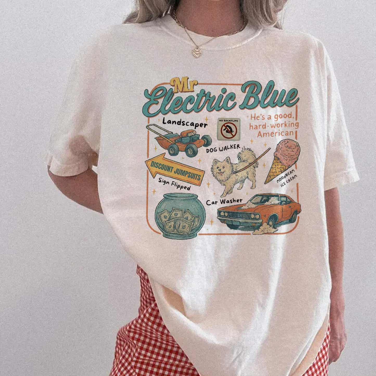 Retro Mr. Electric Blue T-Shirt, American Hard-working Sweatshirt