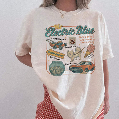 Retro Mr. Electric Blue T-Shirt, American Hard-working Sweatshirt