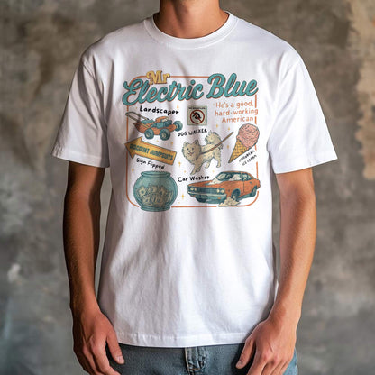 Retro Mr. Electric Blue T-Shirt, American Hard-working Sweatshirt