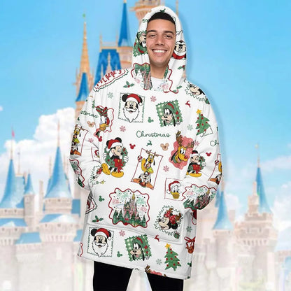 Buttonlab™ Disney Christmas Hooded Blanket Mickey Mouse Fleece Blanket Hoodie