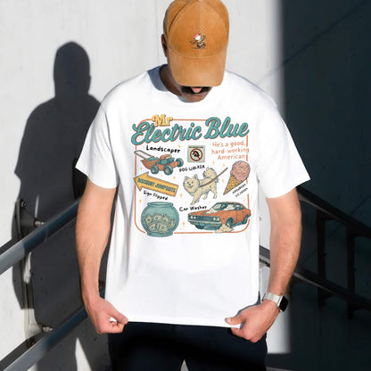 Retro Mr. Electric Blue T-Shirt, American Hard-working Sweatshirt