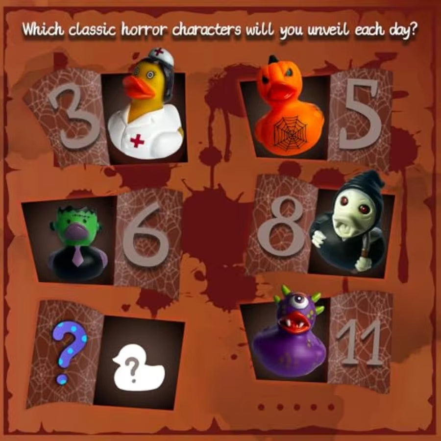 Advent Calendar 2025 Horror Rubber Duckies 13 Days of Spooky Countdown with 2 Hidden Figures