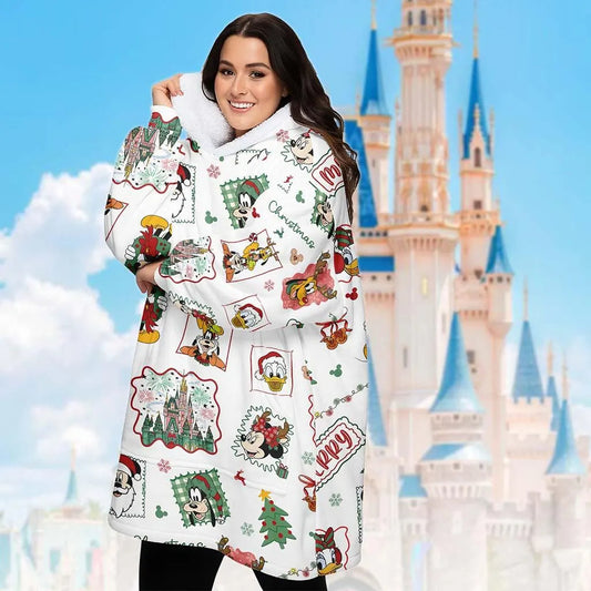 Buttonlab™ Disney Christmas Hooded Blanket Mickey Mouse Fleece Blanket Hoodie