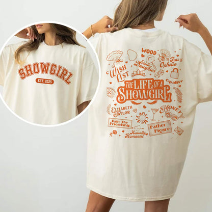 2 Sides Showgirl EST 2025 Shirt, Orange Showgirl Era Sweatshirt
