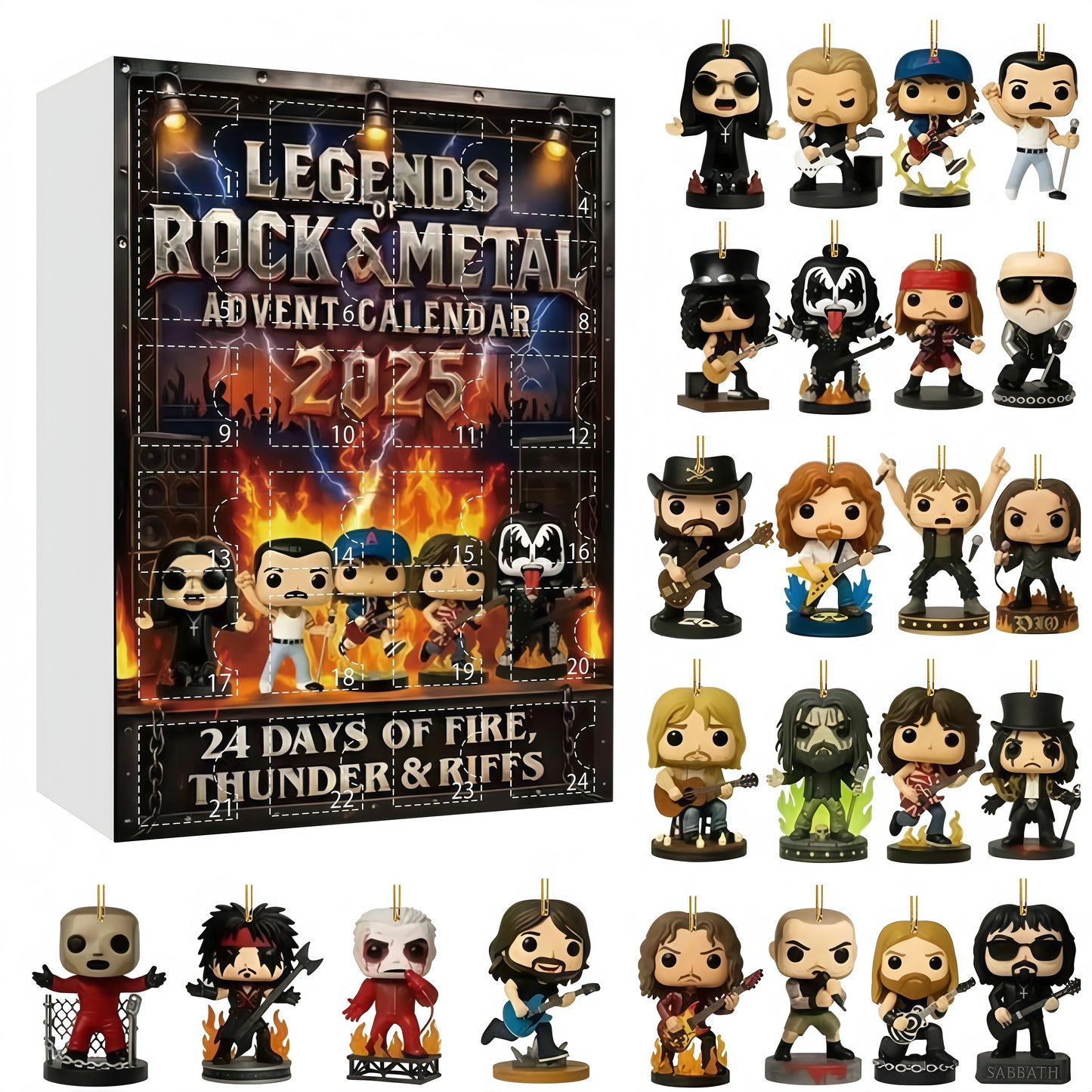Christmas Rock Band Pendant Advent Calendar 24pcs Figure 2D Acrylic Keychain