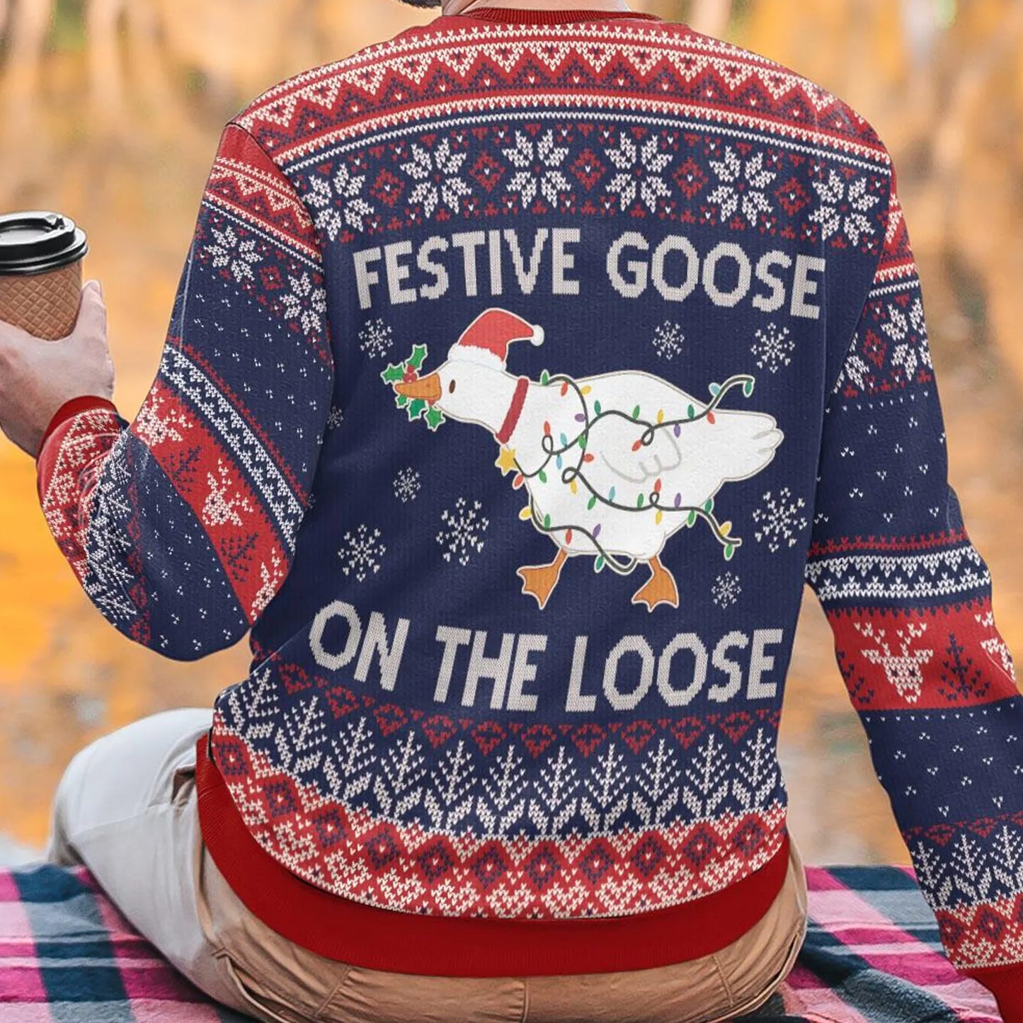 Unisex Festive Goose On The Loose Ugly Christmas Sweater