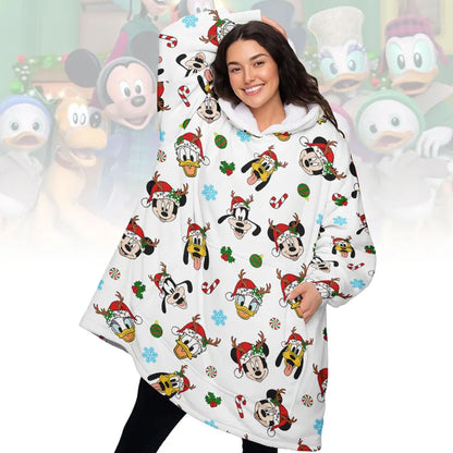 Buttonlab™ Christmas Mickey and Friends Oversized Hoodie Blanket