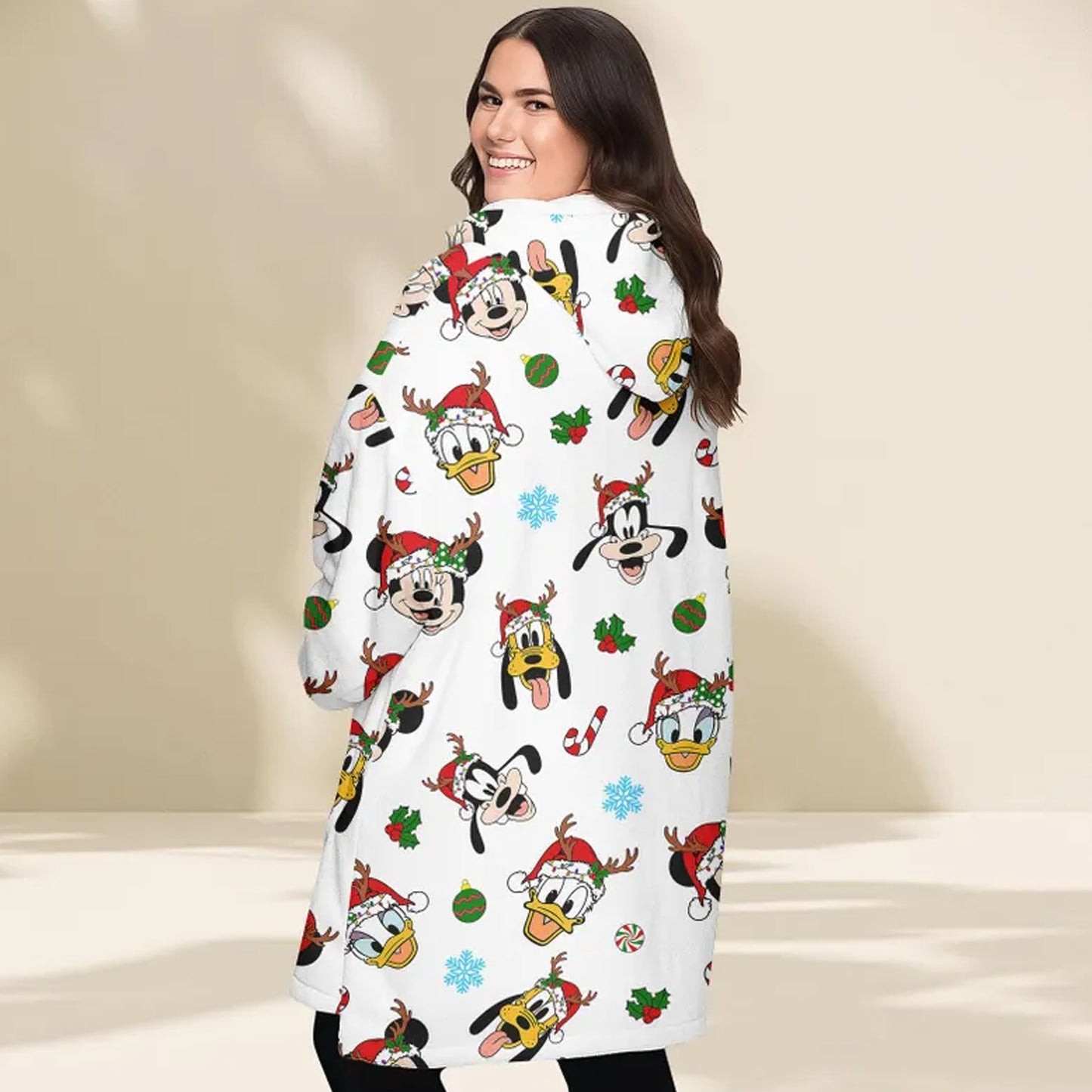 Buttonlab™ Christmas Mickey and Friends Oversized Hoodie Blanket