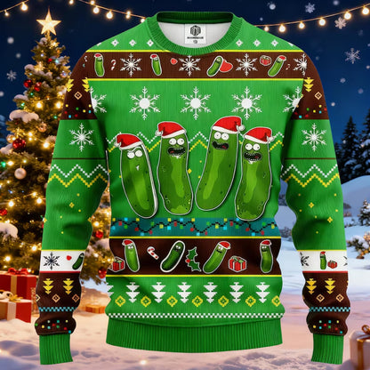 Funny Christmas Pickle Rick Ugly Sweater