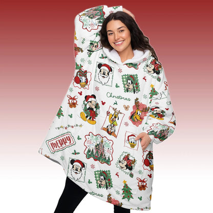 Buttonlab™ Disney Christmas Hooded Blanket Mickey Mouse Fleece Blanket Hoodie